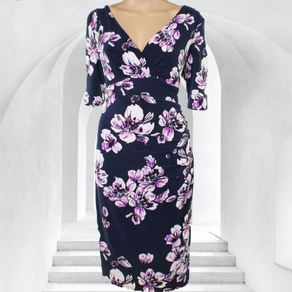 Lauren Ralph Lauren Dresses & Skirts - LAUREN RALPH LAUREN 14 PURPLE WHITE FLORAL DRESS